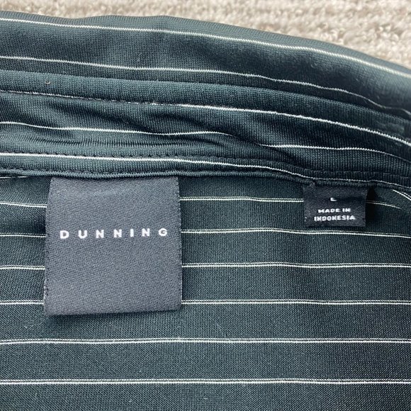 Dunning Golf Shirt Men Large L Black White Striped COOLMAX Grey Wolf Golf Casual - Picture 2 of 8